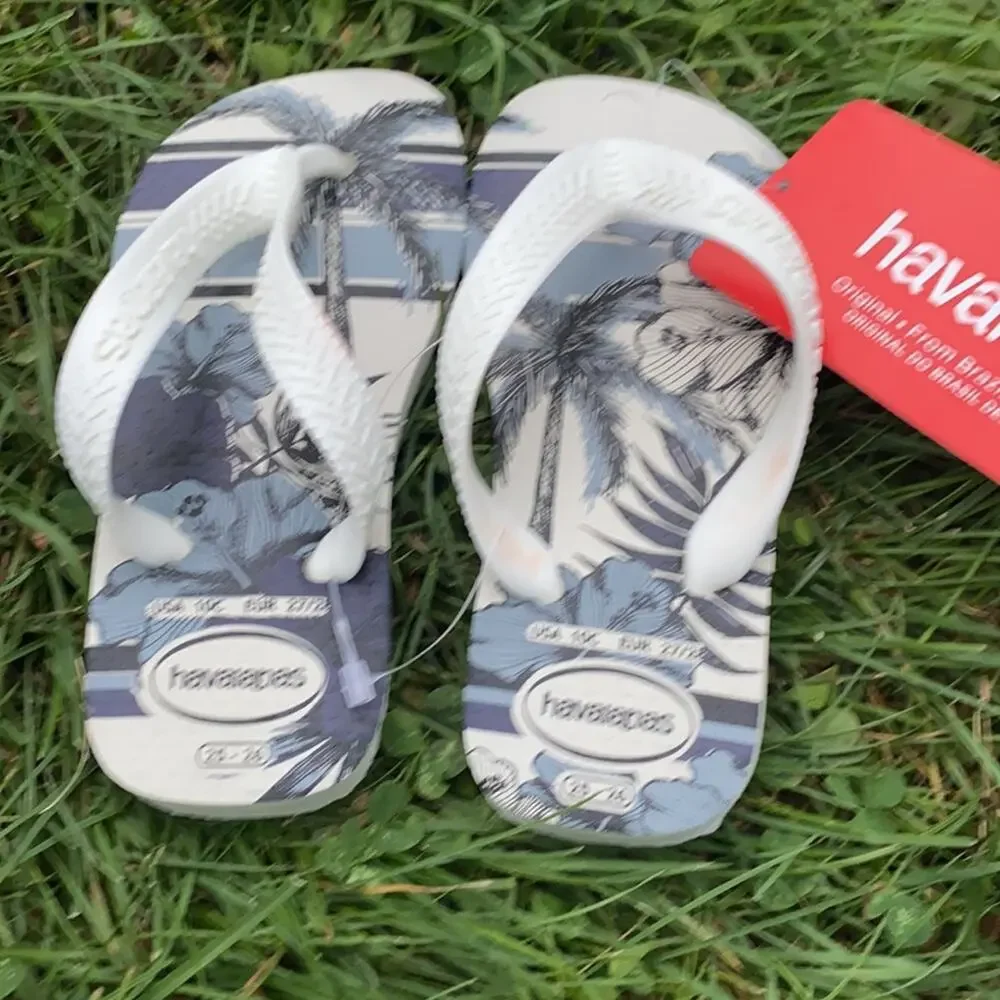 NWT Havaianas Toddler Aloha Tropical Print Flip-Flop Sandals (Size 10C)